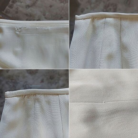 Vtg Dana Buchman cream silk high waisted below knee pencil skirt - Picture 13 of 14